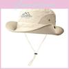 Brimmed Summer Wide Fishermans Hat With Letter Print And Mesh Design Breathable