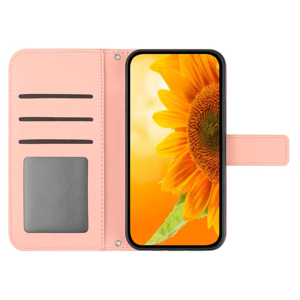 HT04 For Google Pixel 9 Pro XL Sunflower Case with Strap Wallet Leather Phone Cover