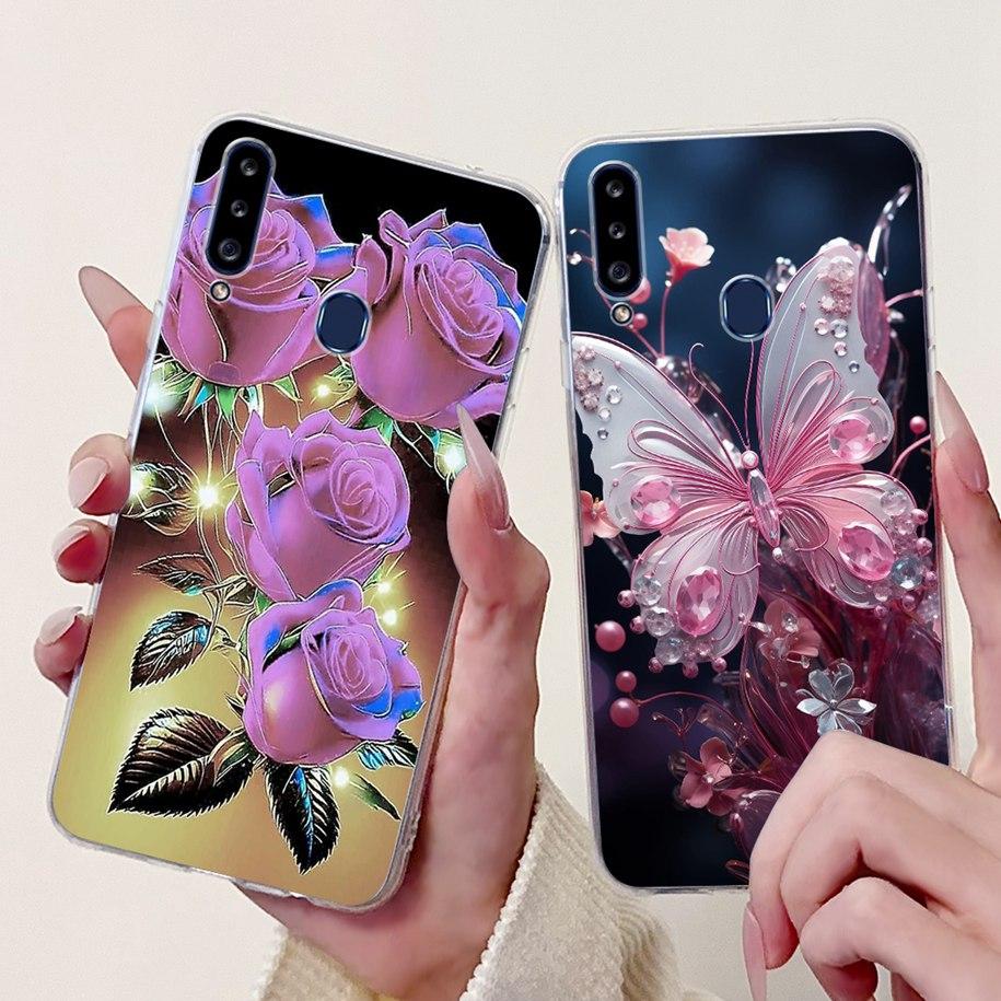 Case For Samsung Galaxy A20 A20e A20s Cover Fashion Flower Butterfly Soft Silicone Clear Bumper For Samsung A30 A 30 A 20 Covers