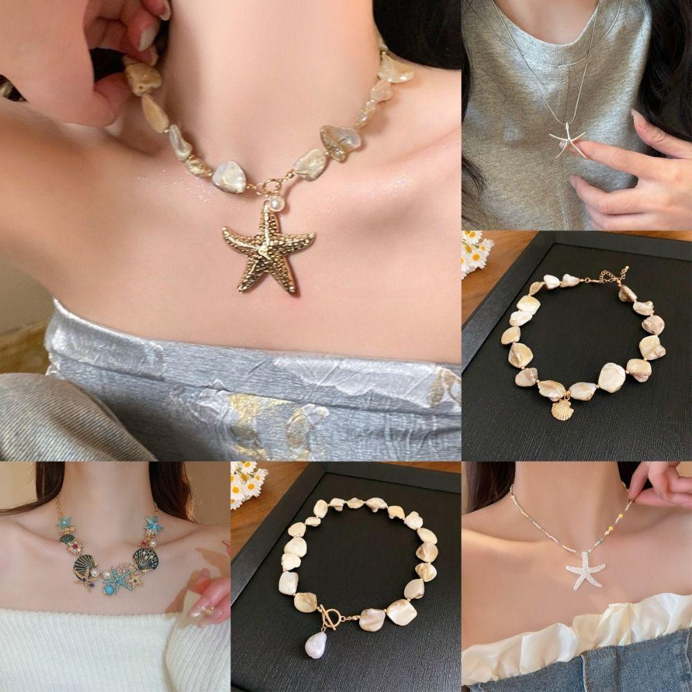 Collier Coquillage Irrégulier Coquillage Style Bohème Ras du Cou Coquillage Nouvelle Chaîne Clavicule Mode Femme