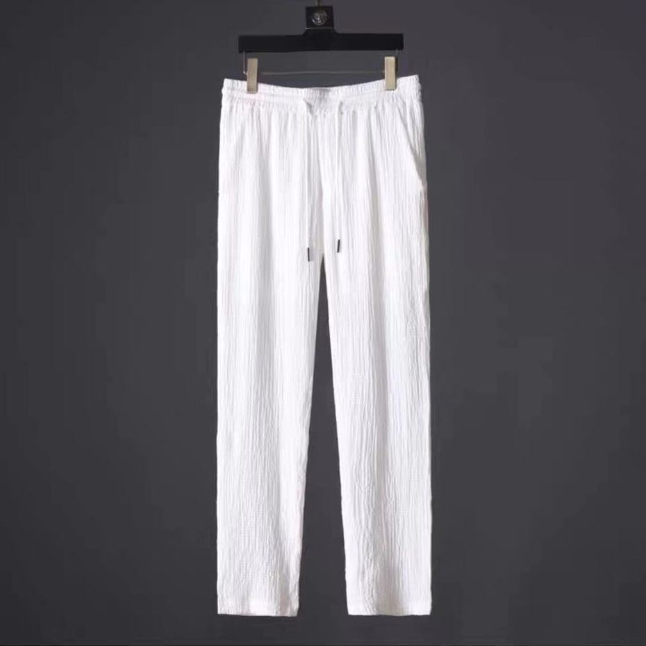 Summer Fashionable Trendy Men's 2-Piece Set Casual Sports Suit Shawl Collar White Short Sleeve T-Shirt