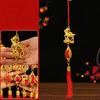 Golden Sheep Goat Hanging Ornament Red Tassel Handmade Lucky Charms Festival Atmosphere Multi-functional