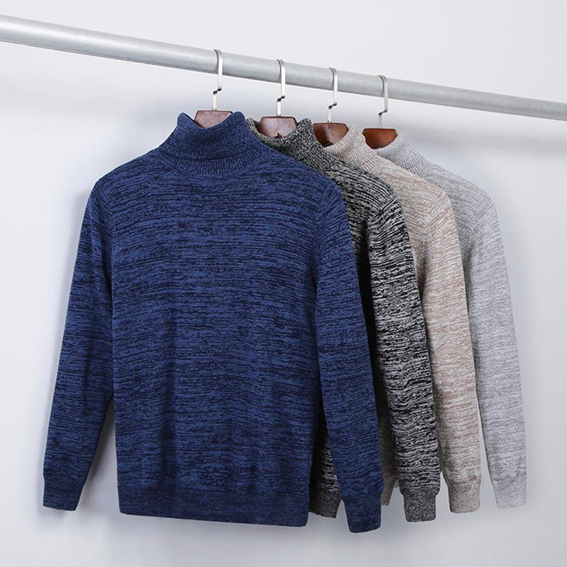 Men 'S Casual Knitted Bottoming Shirt Turtleneck Plus Velvet Korean Warm Cotton Pretty Boy Sweater