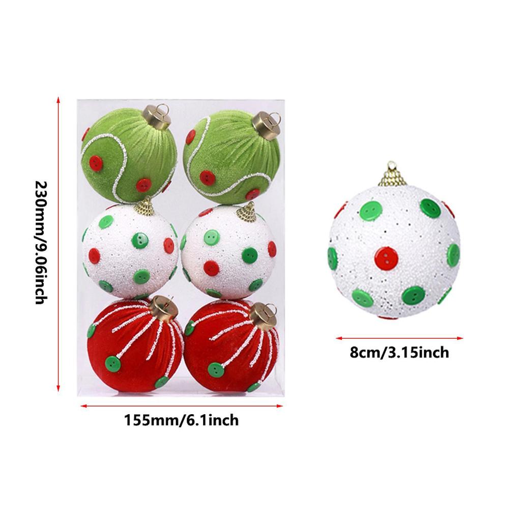 6Pcs Christmas Tree Hanging Decorations Shatterproof Christmas Ball Ornaments for Festival Porch Door New Year Birthday