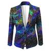Womens Gradient Starry Sky Print Blazer Slim Fit Business Casual Jacket With Notched Lapel Single Button