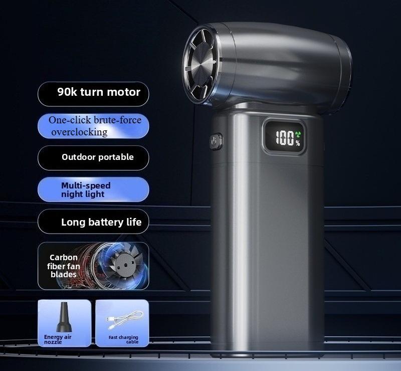 Rechargeable Mini Violent Handheld Fan 6000mAh 9W Motor Portable USB High Speed Desk Surface Blowing Dust Fan Handy Turbine Fan