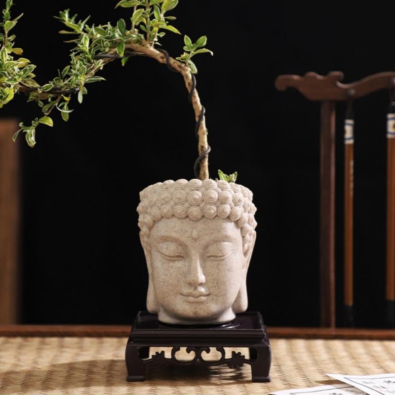 Durability Light weight Resins Buddhas Statue Flower Pot Ideal For Home Office Balcony Plant Decorations