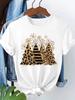 (Asian Size) watercolor cute Short Sleeve T-shirts Merry Christmas Women's Top O-neck T Shirt Print  Fashion Casual New Year Clothing Graphic Tee