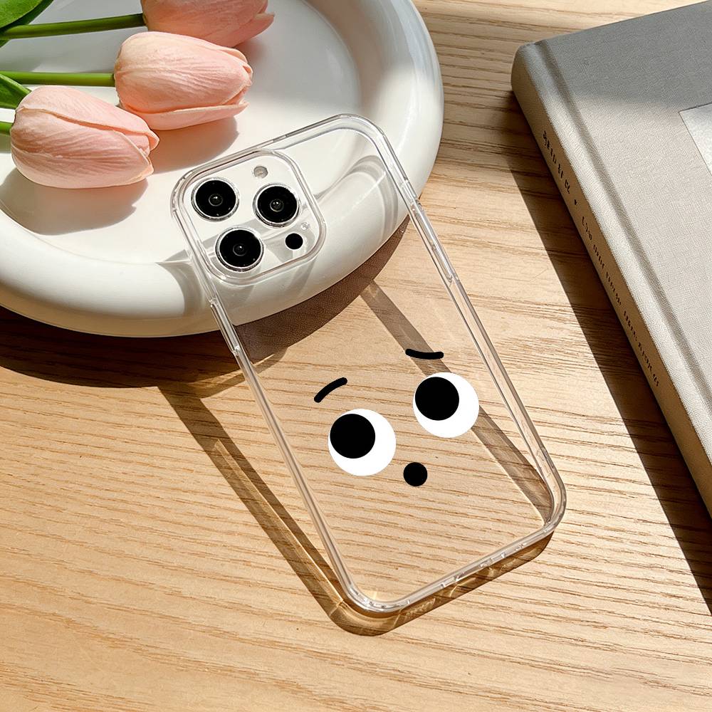 Simple expression print Phone Case For iPhone 17 16 15 14 13 12 11 Mini Pro Max Plus Transparent Cover