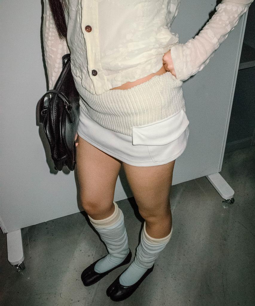 Chix Knit Waist Mini Skirt White