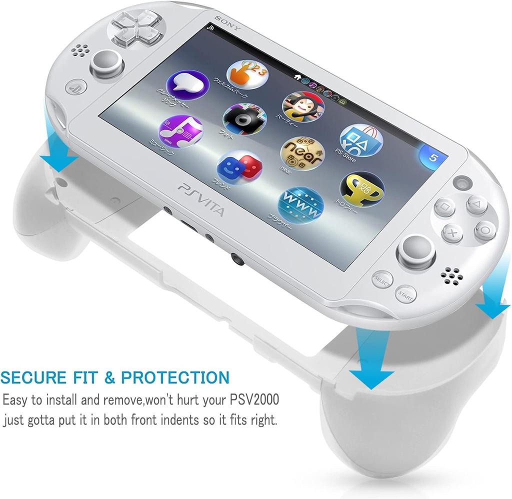 YOIQI Grip Handle Joypad Protective Case with L2 R2 Trigger Button Grip Holder for PS Vita PSV and PS 2000, 2000, (White)