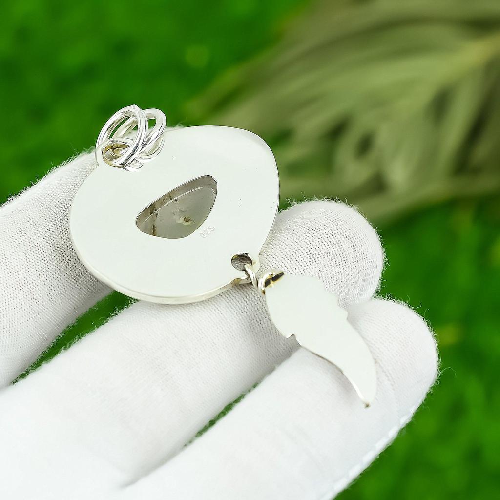 Womens day Deal Pear Natural Golden Rutile Daughter Birthday Pendant 925 Silver