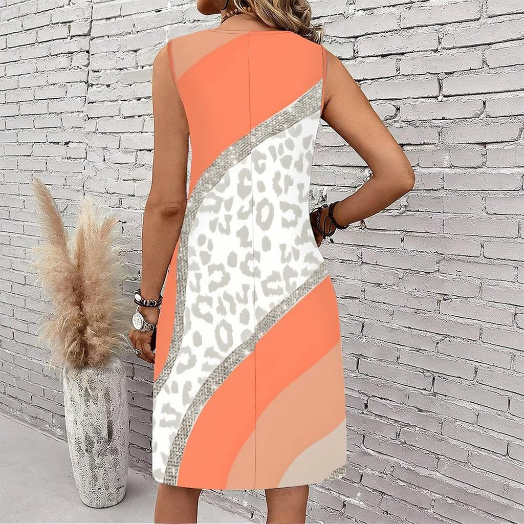 Plus Size V Neck Sleeveless Deep Valley Stream Art Print For Outdoor Leisure Walk