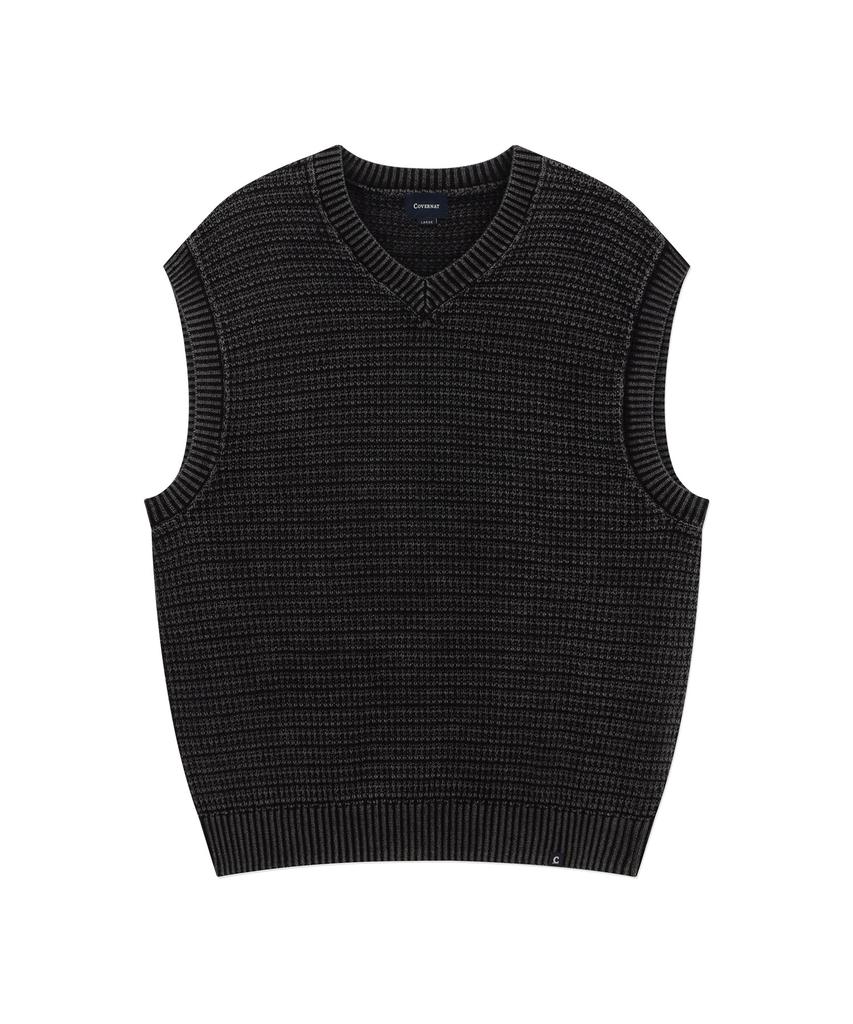 COVERNAT Stone Washed Knit Vest Charcoal