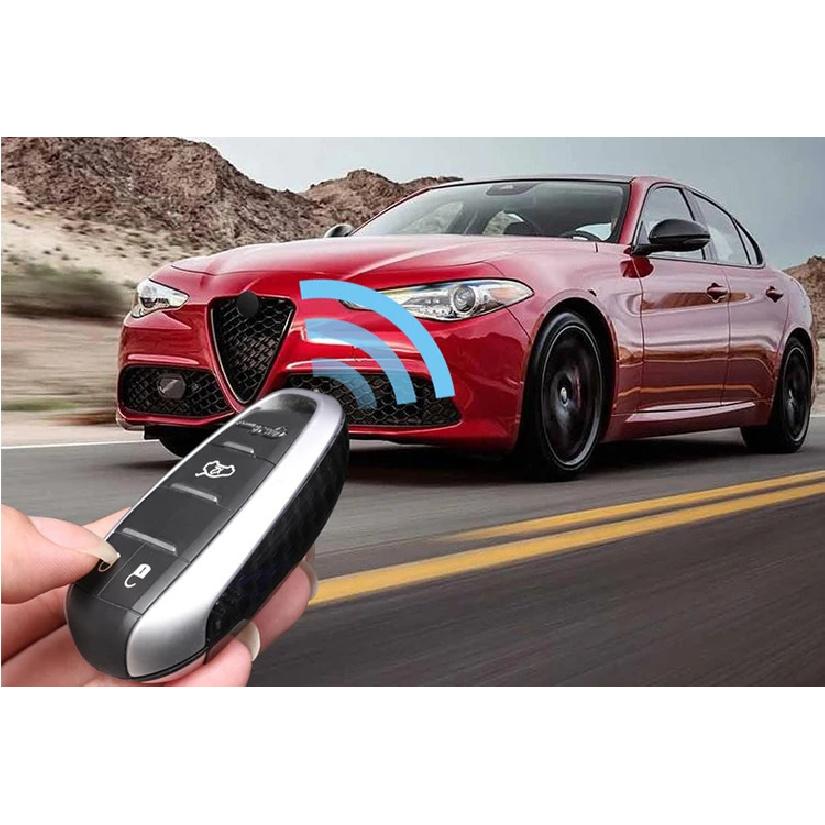 Carbon Fiber Style ABS Plastic Key Shell Cover Trim For Alfa Romeo Giulia Stelvio 2017 2018   Car Accessories Parts