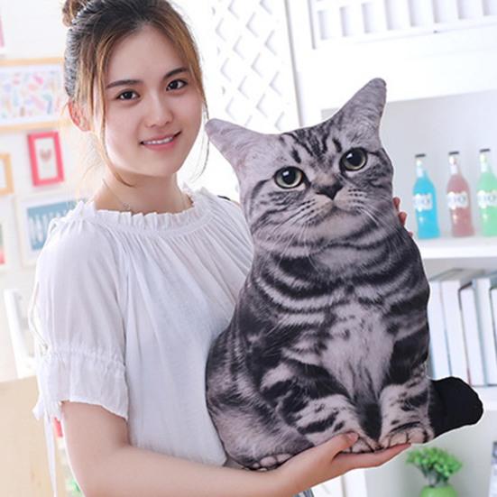 50cm Cute Simulation Three-dimension Cat Pillow Tiger Pattern Plush Doll Toy