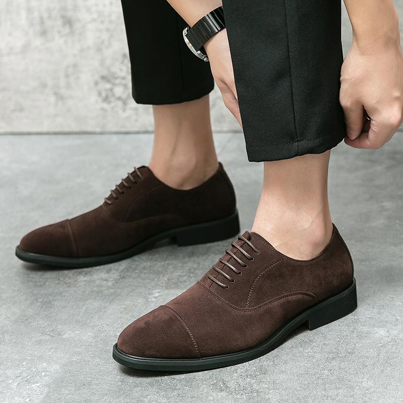High Quality New Men's Lace Up Suede Leather Wedding Dress Oxford Shoes Male Business Casual Flats Homecoming Pageant Footwear