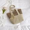 Straw Woven Tote Bag Women Summer Beach Handbag Natural Rattan Shoulder Bag Casual Vacation Style Bag