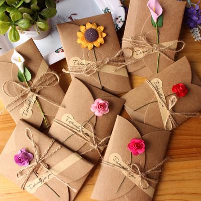 5pcs Beautiful Lovely     Letter Message   with     Dry Flower Business Party Letter   Storage Kraft Paper Envelope