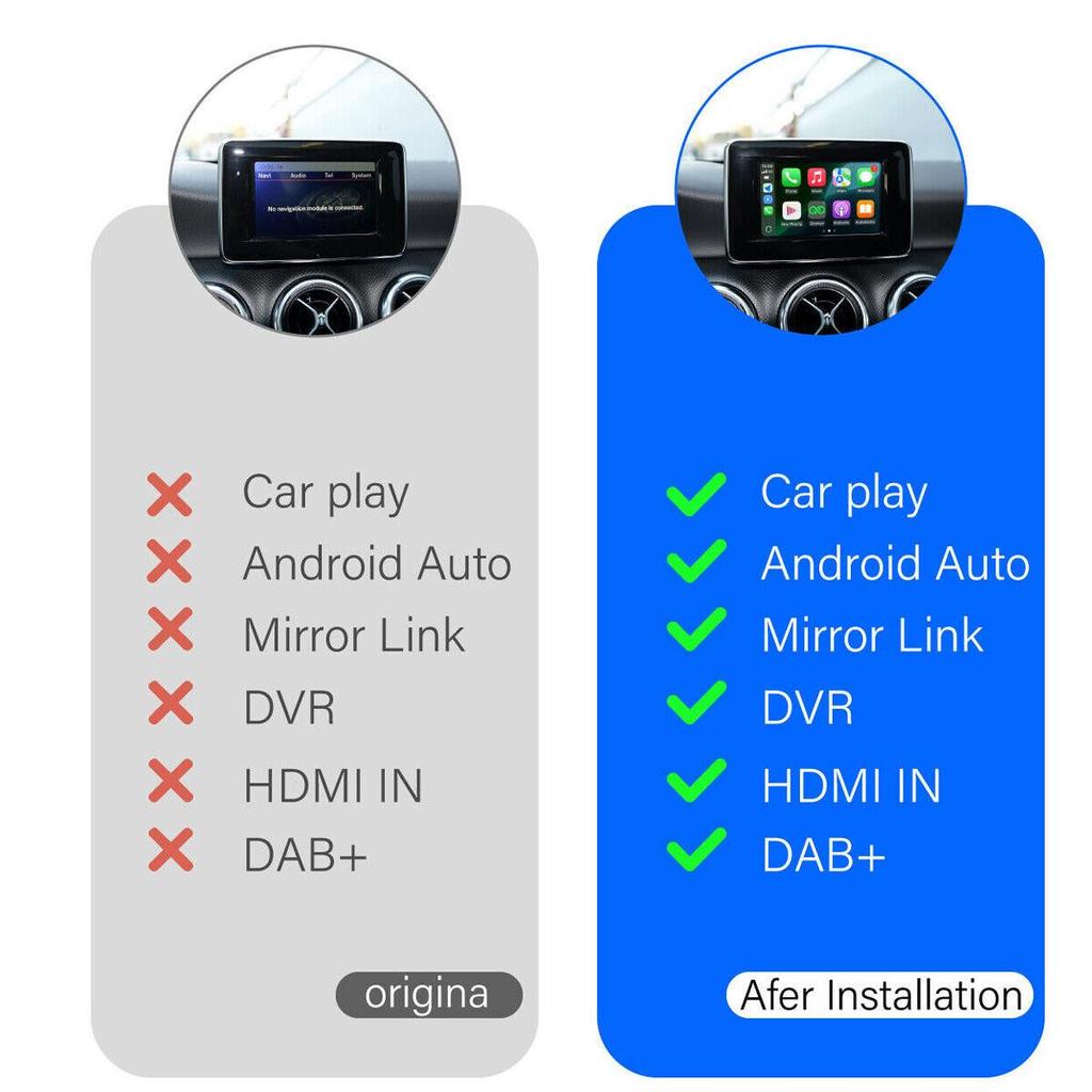 Sinairyu Wireless CarPlay Android Auto DAB HDMI Mirror-Link Compatible For Mercedes Benz A B C E CLS GLK Class NTG4.5/4.7 System