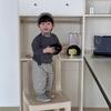 2025 Autumn Kids' Korean Style Boys' Printed Long-Sleeve T-Shirt & Plaid Pants Set