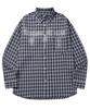 LERENNE Overfit Spray Check Shirt - Navy