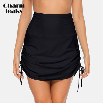 Gonne da bagno da donna con coulisse a vita alta, pantaloni da bagno con controllo della pancia increspati