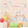 Unicorn Wall Stickers for Girls Room Decor, Rainbow Princess Cartoon Wall Decals, Cute Fantasy Nursery Bedroom Wall Art for Kids Room Decorations