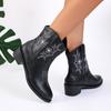 New Women Vintage Chunky Heels Western Cowboy Boots Block Heels Leather Ankle Boots Woman Autumn Winter Embroidered Knight Boots