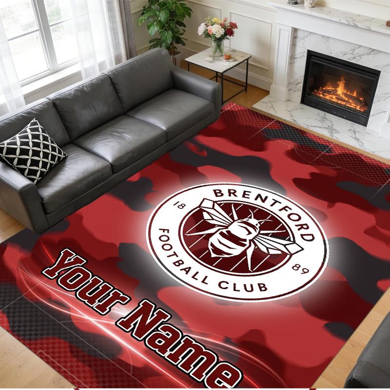 Crystal Velvet Rug Custom Name Text, Soft Non Slip Floor Mat Home DecorBrentford Football