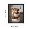 Tin Sign Scottish Highland Cow In Toilet Reading Newspaper Bathroom Humour, Funny Bathroom Toilet Whimsy Animal Sign
