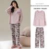 Women's Long-Sleeve Cotton Pajama Set with Chest Pads - Cozy Autumn/Winter Wear, Sweet & Stylish for Home or Outside