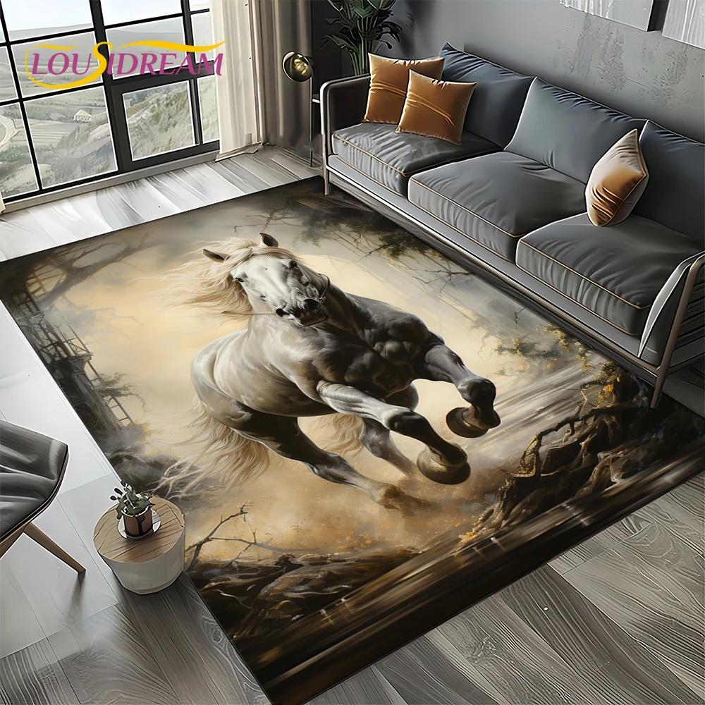 27 Style Horse Pentium Gallant Steed Animal Carpet Rug for Living Room Bedroom Home Sofa Decoration,Area Rug Non-slip Floor Mat