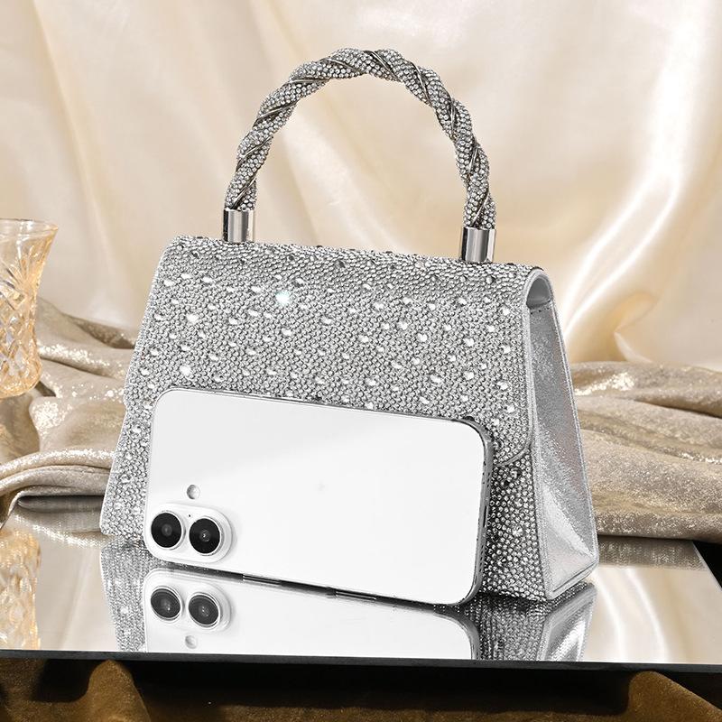 Fashion Rhinestone Evening Bag Women Handbags Sequins Glitter Clutches Wedding Purses Female Shoulder Crossbody Tote Handbags