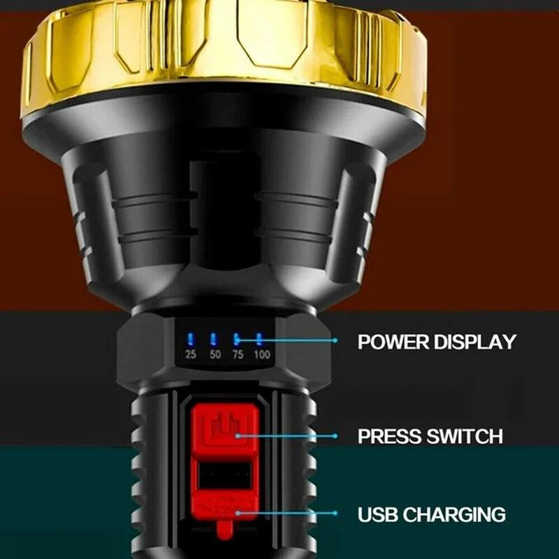 100000LM P700 High Power LED Flashlight Rechargeable LED Torch 1000m Lighting Light Waterproof Outdoor Camping Lamp Hunting