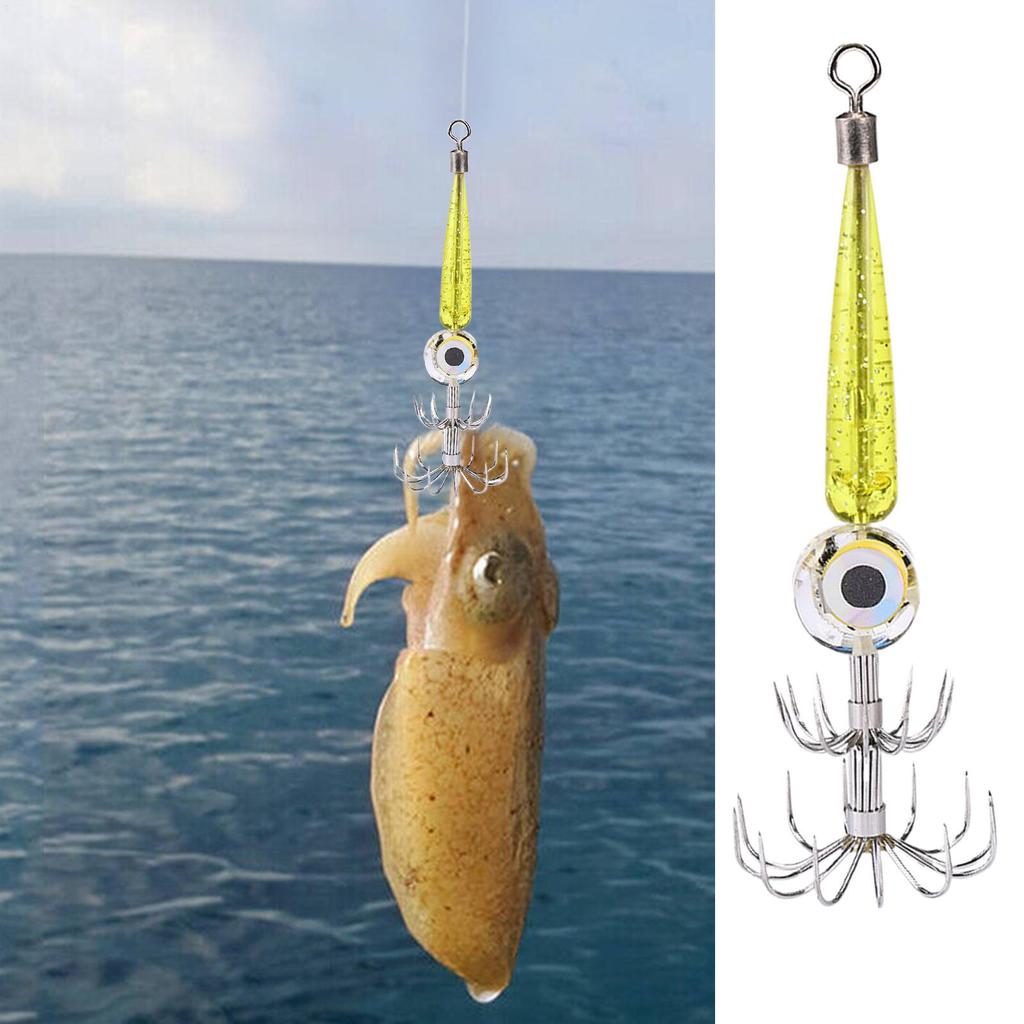 Squid Lures Fishing Saltwater LED Waterproof Fishing Underwater Flasher Light Squid Hook Electronic Squid Lure Light Hook