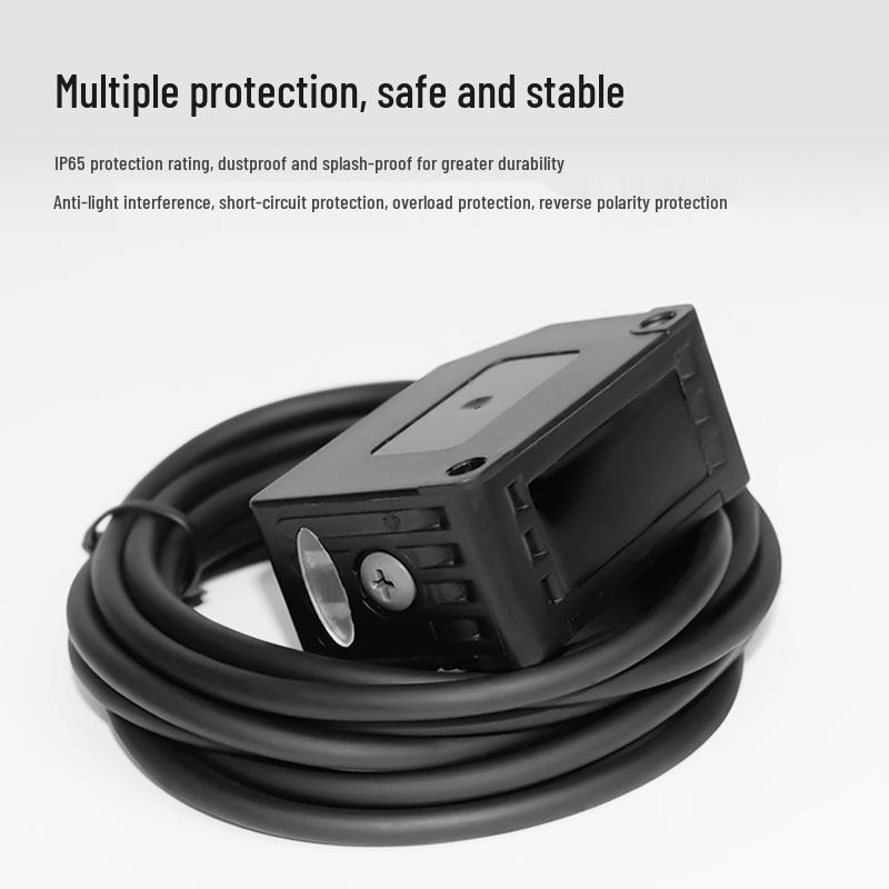 Square Long-Distance Background Suppression NPN Photoelectric Sensor, Through-Beam & Diffuse Reflection.