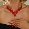 Heavy Industry Super Flash Green Rhinestone Necklace Female Court Style Personality Temperament Dinner Dress Collarbone Chain Earrings 2026