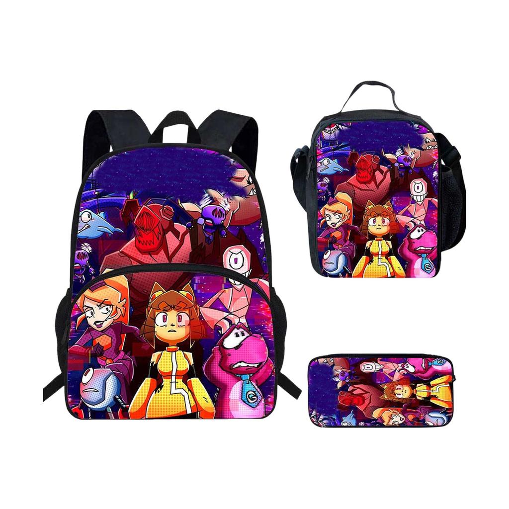 Student Backpack Lunch Bag Pencil Case Set Three Piece Lightweight Durable School Bag with Adjustable Straps and Multiple Compartments for Kids