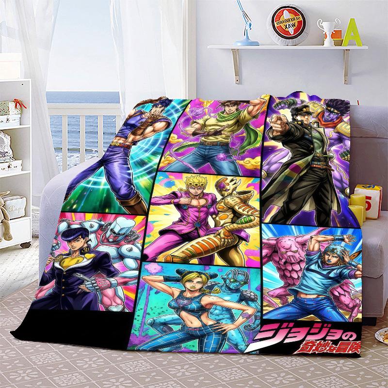 JoJo Bizarre Adventure Warm Blanket Flannel Throw Soft Cozy Lightweight Blanket for Bed Sofa Home Decor -QJY