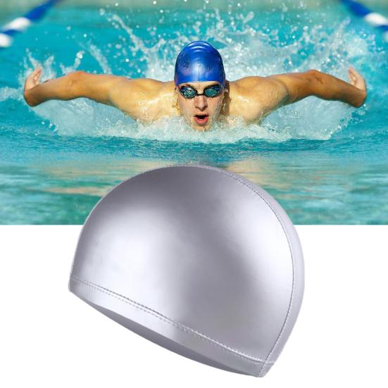 Swimming Hat Extra Soft High Elastic Waterproof Solid Color Non-slip Design Faux Leather