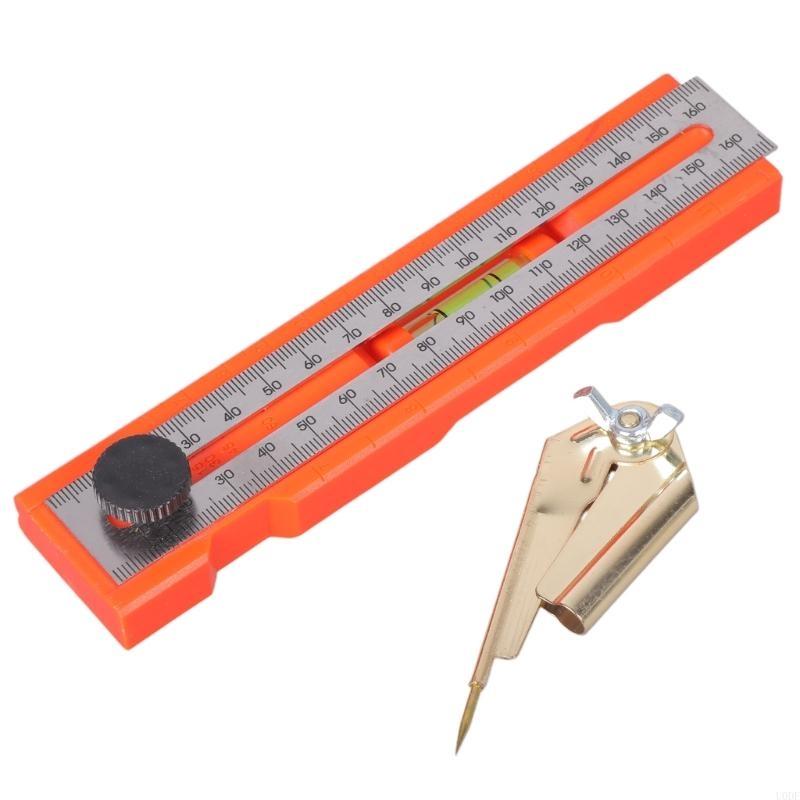   Woodworking Marking Ruler Multifunctional Precise Horizontal Bubble Positioning Tool Adjustable with Measuring Ruler