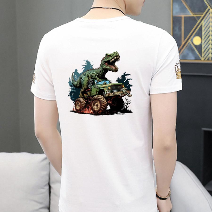 Dinosaurlapper Cartoon Truck Varmeklebende overføring Kunst Håndverk Strykeklær Applikert gjør-det-selv-tilbehør Strykelapper Dyr