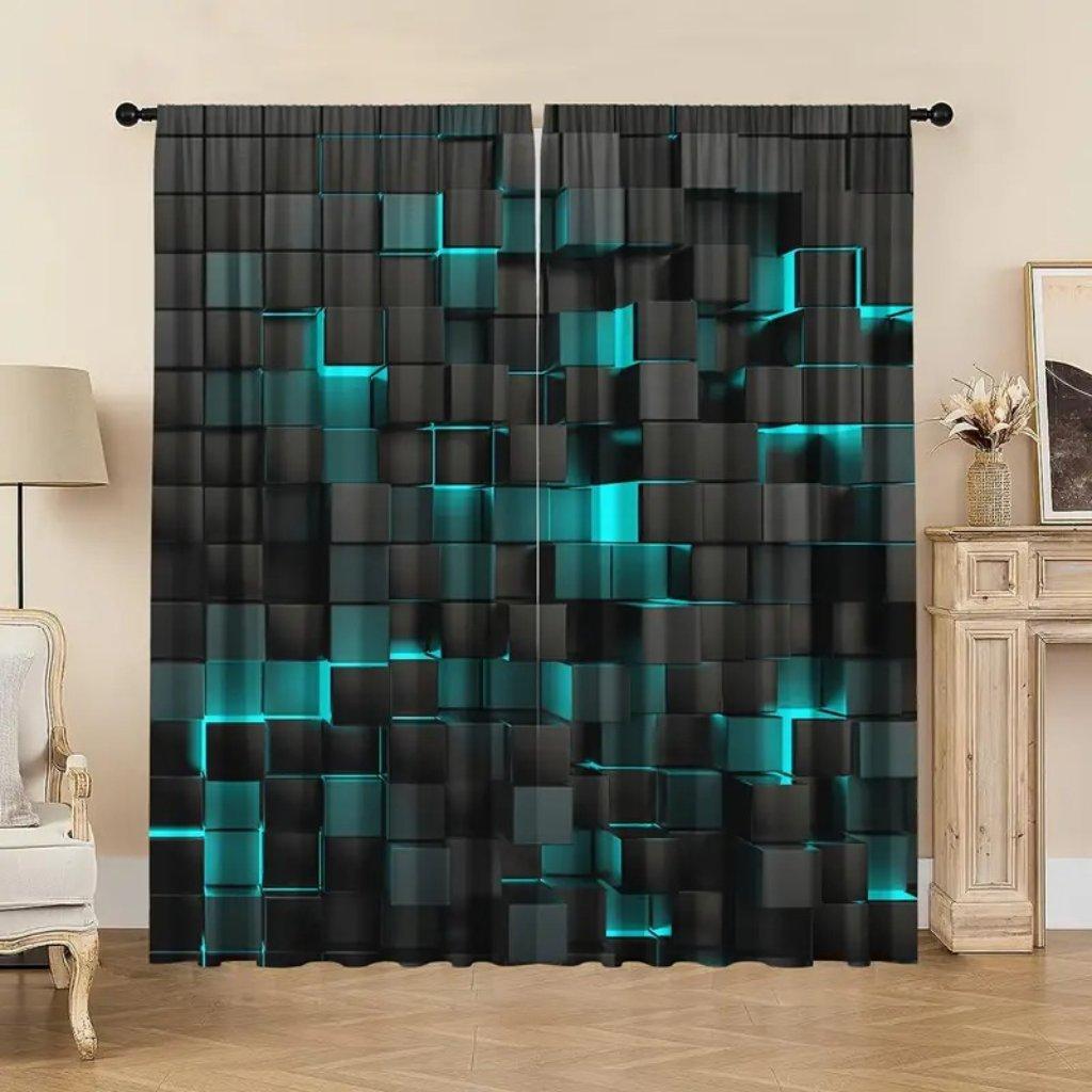 

2 шт. Шторы с узором в клетку, декоративные оконные шторы, оконные украшения для спальни, гостиной, домашний декор 100W240H(CM)x2Panel&Hook