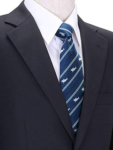 COLORATA Spotted Seal Necktie (145 X 8.5cm / Navy / Striped / 100% Silk / Jacquard Weave) Animal/Animal Gift