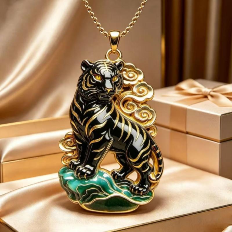 Nine Tailed Fox Enamel Pendant Necklace Unique Chinese Mythology Design 1PC Anti-rust Jewelry for Women Daily Collocation