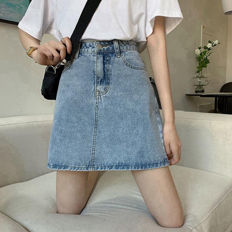 Women's Spring and Summer Thin Section Cattle Shorts Casual Solid Colour Half-body Skirt Casual Package Hip Short Skirt