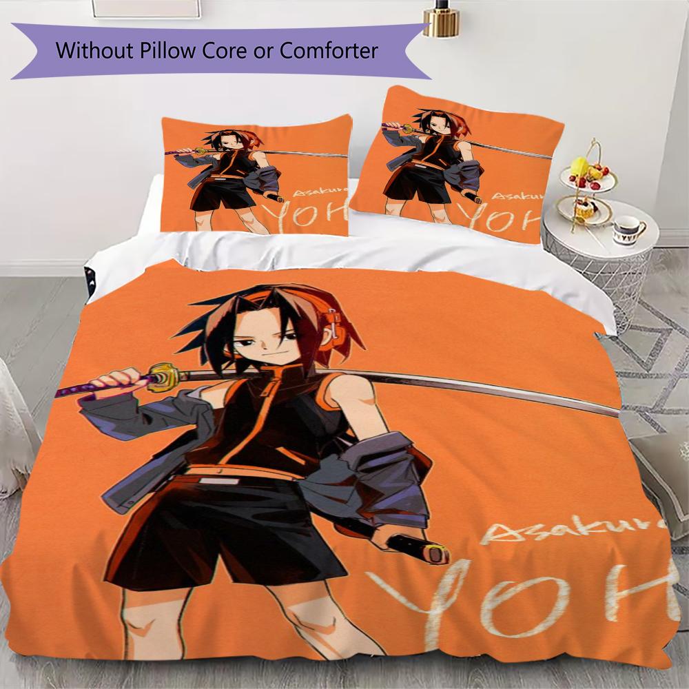 Shaman King Anime Pattern Bedding Uilt Set Uilt Cover Pillowcase Home Decoration Birthday Gift (1 * Duvet Cover + 2 * Pillowcase Without Core)154