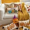 Halloween Pumpkin Embroidered Throw Pillow Cover For Sofa Living Room Outdoor Garden Decor Polyester Cushion Case