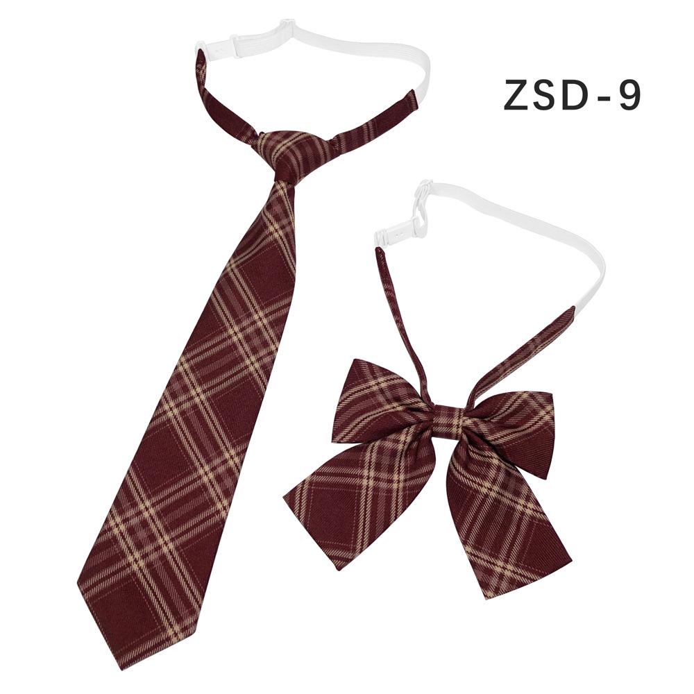 Unisex JK Collar Plaid Bowknot Flower Set - Polyester Cotton Student Uniform Accessory